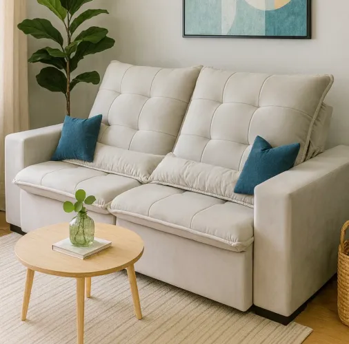 Sofá Retrátil com Pillow Top Confortável NOVO