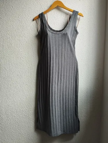 Vestido Midi C&A Alça larga Chumbo