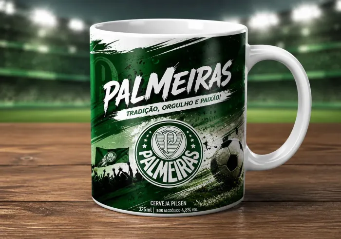 Caneca de porcelana palmeiras personalizada com seu nome
