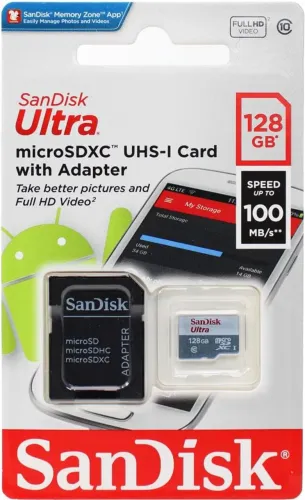 Cartão De Memoria 128Gb Micro Sd Ultra 100Mb/S C10 Sandisk
