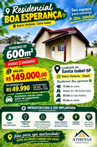 TERRENO BOA ESPERANÇA - SANTA ISABEL