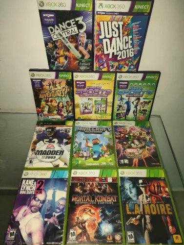 Jogos xbox 360 Just dance+Dance central+Sport+Minecraft+Marvel Capcon+LA Noire+Mortal Komb
