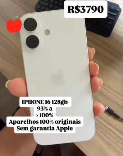 iPhone 16 - 128 gb semi novo - Branco - Pouco uso com garantia