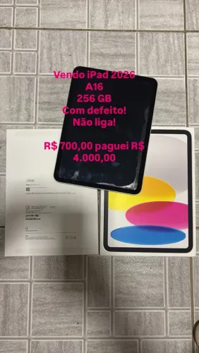 Vendo iPad 2026 A16 Apple COM DEFEITO memória 256 GB