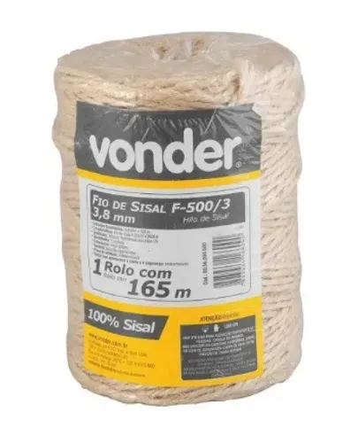 Fio de Sisal / Barbante F-500/3 - 3,8mm 165Mts 100% Sisal/Natural