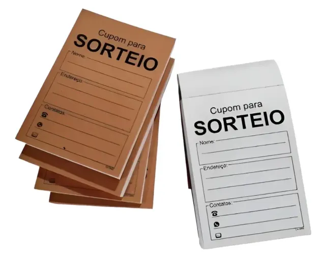 Cupom para sorteio 5 blocos com 100 folhas