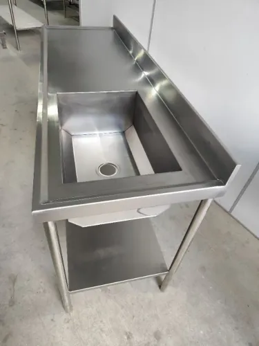 Pia inox industrial 2 cubas e grade inferior SS