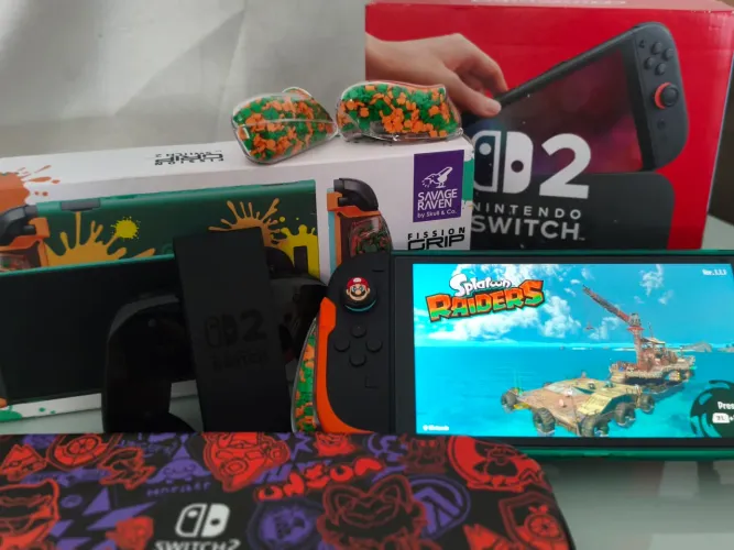 Nintendo Switch 2 Completo na Caixa + Grip Skull & Co. + Case Temática + Acessórios