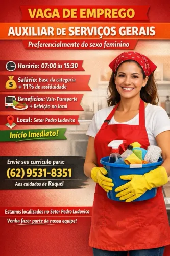? VAGA DE EMPREGO  AUXILIAR DE SERVIÇOS GERAIS