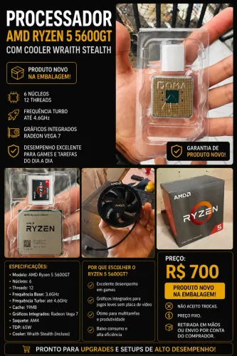 AMD RYZEN 5 5600GT NOVO COM COOLER ORIGINAL