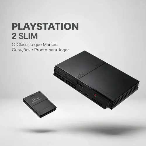 PlayStation 2 SLIM + 3 Jogos + Memory Card 16MB