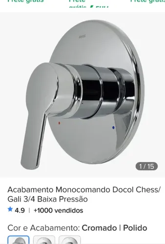 Acabamento para registro Docol