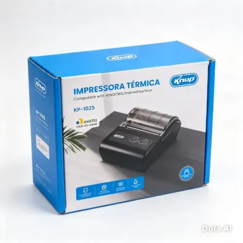 Impressora Térmica Portátil Knup KP-1025 Bluetooth USB Android iOS Windows para Recibos e