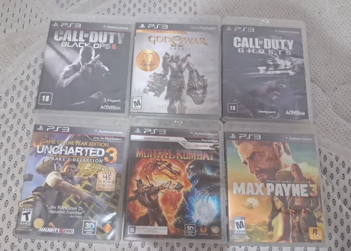 Lote com 6 Jogos de PS3 - God of War Saga, Mortal Kombat, COD e Mais