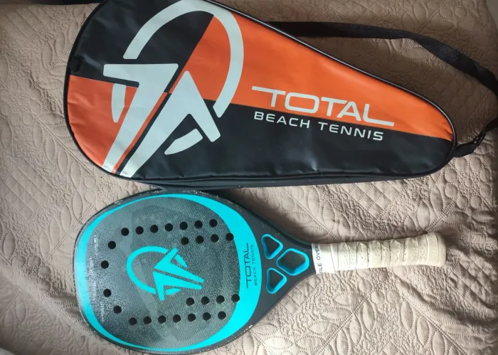 Raquete Beach Tennis Carbono 12K Total Pro + Spider Grip + Capa