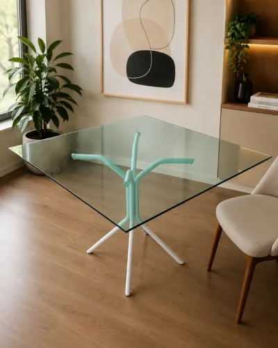 Mesa tampo de vidro 