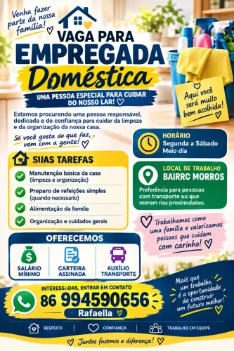 ? VAGA PARA EMPREGADA DOMÉSTICA
