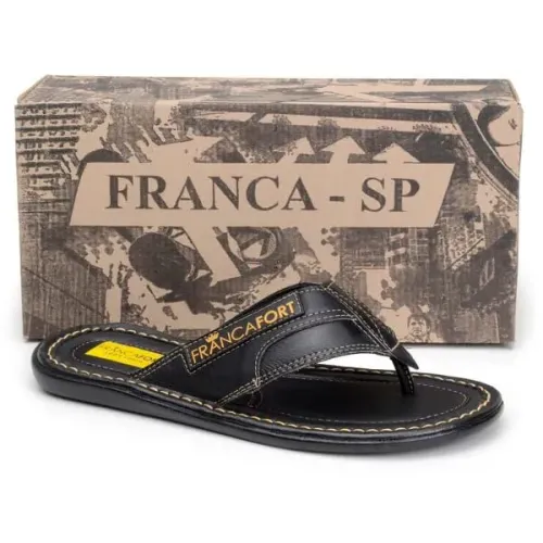 Chinelo Preto Couro Legítimo 