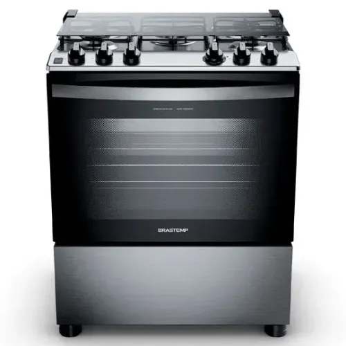 FOGÃO BRASTEMP INOX 05 BOCAS CINZA TURBO CHAMA SEMI-NOVO COM NOTA FISCAL