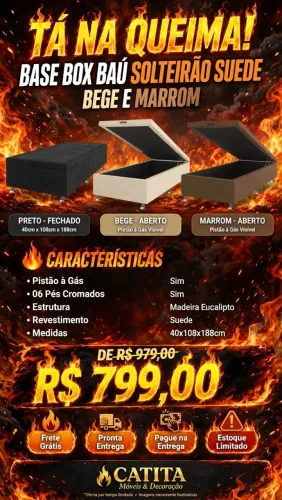 BASE BOX BAÚ TAMANHO SOLTEIRÃO: ÚLTIMAS UNIDADES DA QUEIMA!