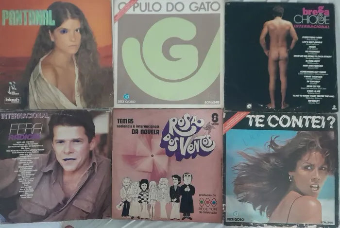 6 Discos Vinil Tema Novela Pantanal O Pulo do Gato Brega Chique Rosa dos Ventos Te Contei