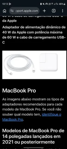 Carregador original Macbook Pro 67W