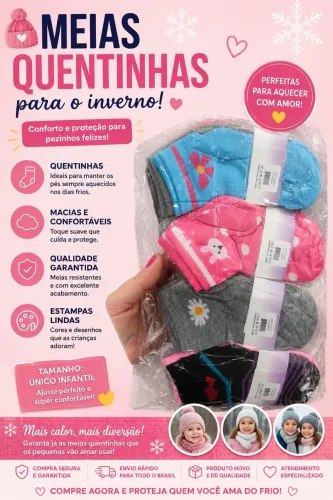 Kit Meias infantil quentinhas pra o inverno