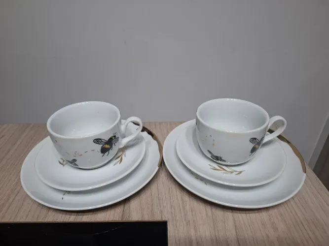 Jogo xícaras de porcelana para chá