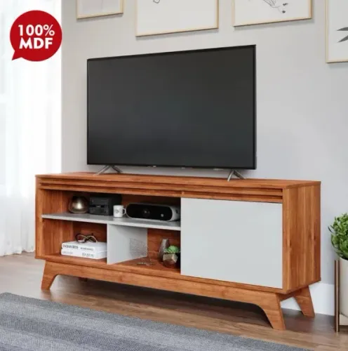Rack Bancada para TV Grecia Permobili Off White/Cinamomo 1.54M