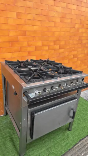 Fogao industrial inox 4 bocas com. Forno 