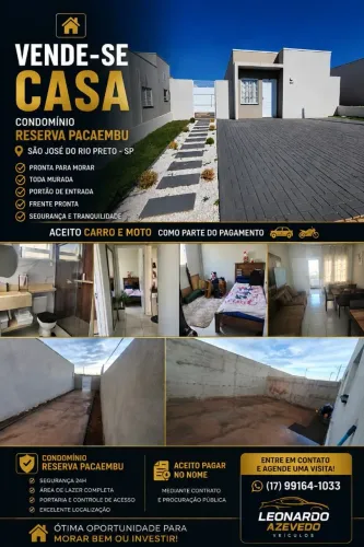 CASA À VENDA - CONDOMÍNIO RESERVA PACAEMBU | SÃO JOSÉ DO RIO PRETO/SP