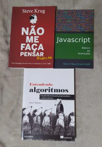livro não em faça pensar + entendendo algoritmos + javascript do básico ao avançado