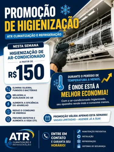 Promoção especial de higienização de ar condicionado 