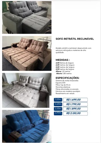 SOFÁ RETRÁTIL RECLINÁVEL 