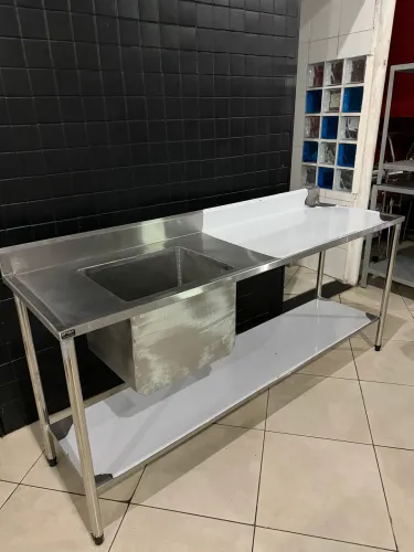 Pia de inox de 2m com cuba profunda - FABRICAÇÃO PRÓPRIA 