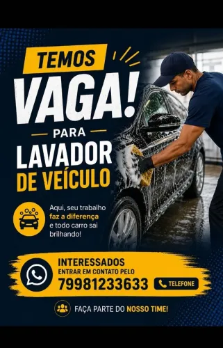 VAGA PARA LAVADOR DE VEÍCULOS