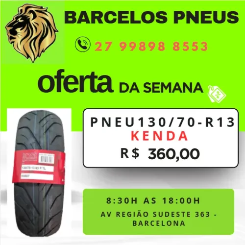 Pneu traseiro Nmax e PCX - 130/70 r13 - kenda