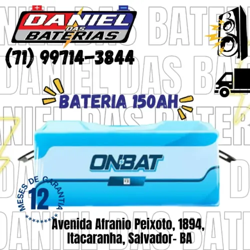 Bateria caminhão/som 150 ah Onbat, em Salvador - BA