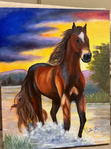 Quadro de cavalo pintado a mão