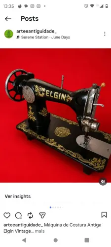 Máquina de costura Elgin antiga antiguidade