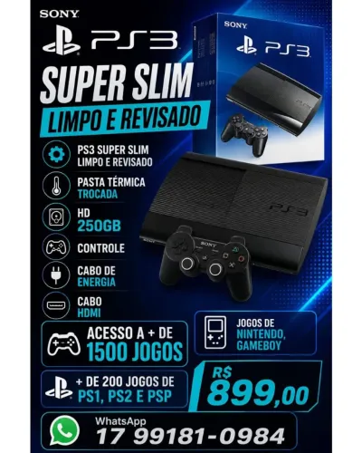 Playstation 3 Super Slim com HD 250GB