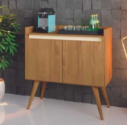 Buffet Gold Retrô 2 Portas Pé Madeira Maciça - ENTREGA E MONTAGEM IMEDIATA