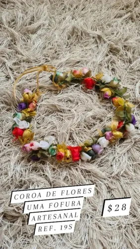 Coroa de flores ajustável artesanal carnaval 