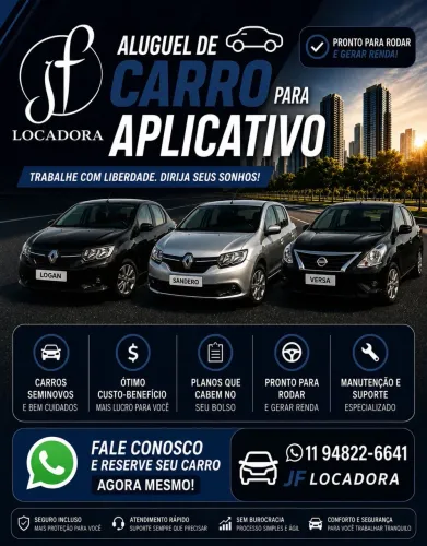 ALUGUEL DE VEÍCULOS PARA MOTORISTAS DE APLICATIVOS