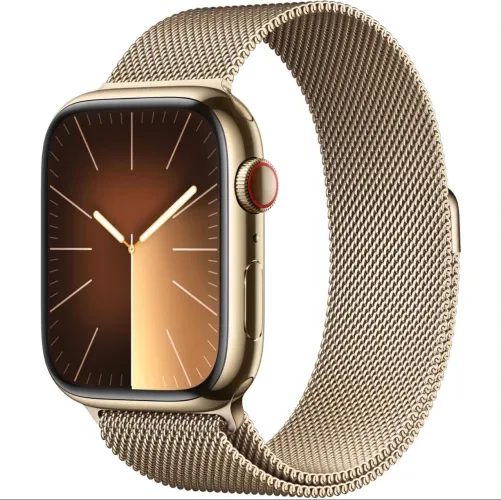 Apple Watch Series 9 45mm Aço Inoxidável Dourado Premium Impecável Completo na Caixa