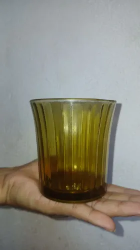 Copo antigo colarex Âmbar canelado vintage