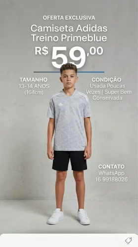 Camiseta Adidas Treino Primeblue infantil 13-14 anos
