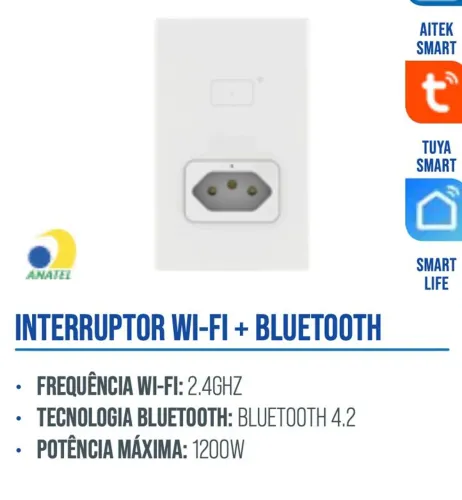 Interruptor WiFi Touch 1 tecla+tomada