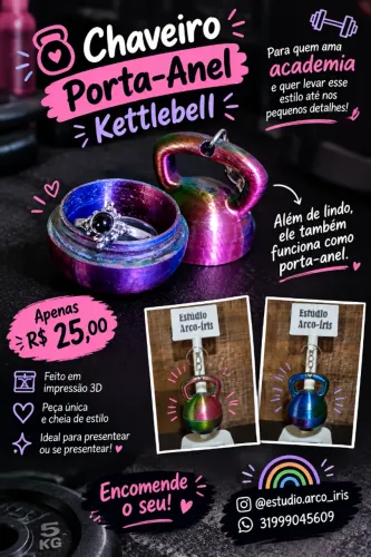 ? Chaveiro Porta-Anel Peso de academia Kettlebell
