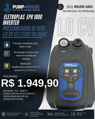 PRESSURIZADOR DE REDE INVERTER 1CV EPR-100B ELETROPLAS